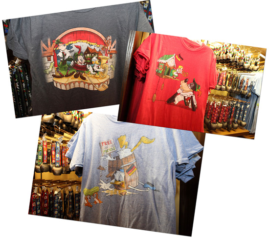 Shirts from the Germany Pavilion at Epcot