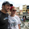 Joey Fatone taking photos with fans at the conclusion of the meet-up.