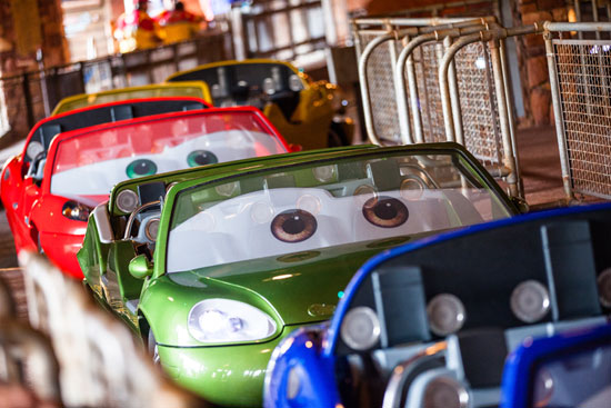 Cars at Radiator Springs Racers Line up to Take a Spin Through the Ornament Valley Range