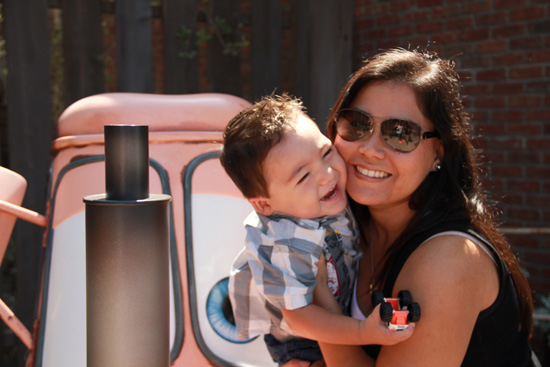 Disney Parks Moms Panelist Courtney Bautista at Cars Land With Her Son, Mason “Disney