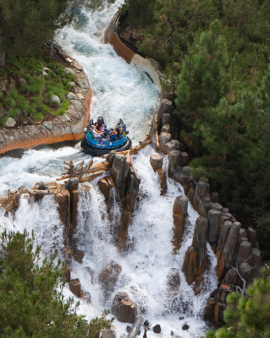 Grizzly River Run Attraction and Waterfall at Disney California Adventure Park Grizzly River Run Attraction and Waterfall at Disney California Adventure Park