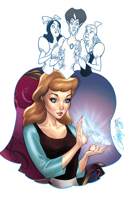 Her Slipper Featuring Cinderella, Lady Tremaine and Her Stepsisters by Artist J. Scott Campbell Will be Available Later This Month