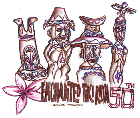 Walt Disney's Enchanted Tiki Room Sketch by David Mitchell, Part of the Park Icon Artist Sketch Collection at The Disney Gallery
