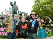 Jeff and Tonya, Who Have Visited the Disneyland Resort Every Day Since January 1, 2012, Join Their Friends (Along with Walt Disney and Mickey Mouse) in Front of Sleeping Beauty Castle.<br />
