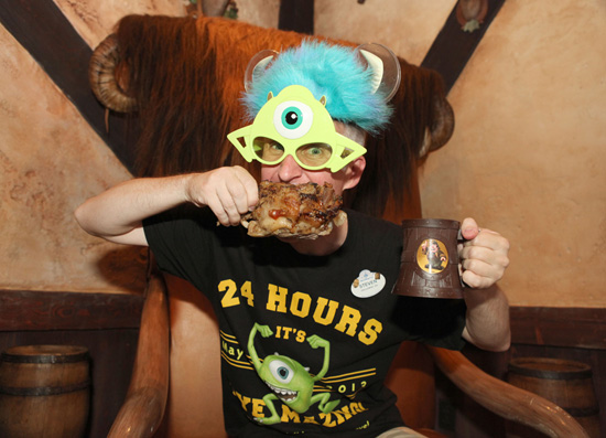 Disney Parks Blog Author Steven Miller Enjoys a Pork Shank at Gaston's Tavern in New Fantasyland