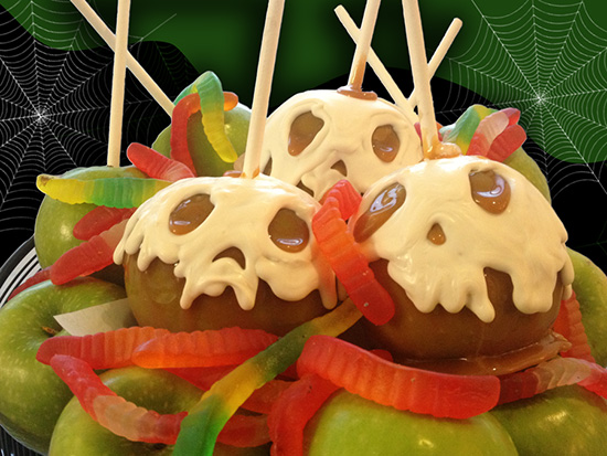 Skull Caramel Apple Delight Layered in White Chocolate at the Disneyland Resort