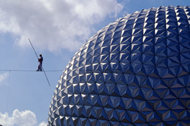 Tightrope Walker at Epcot's Daredevil Circus Spectacular in 1987