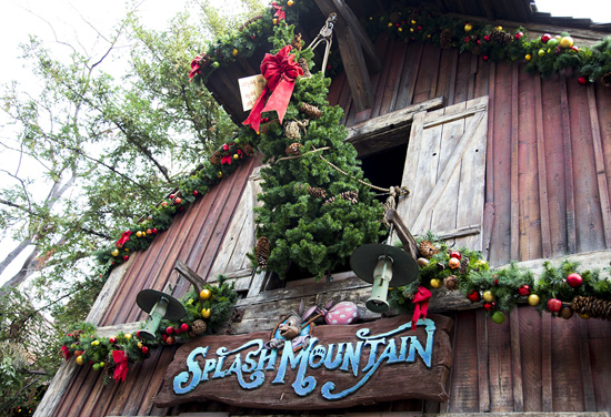 A Precarious Christmas Tree at Splash Mountain at Disneyland Park