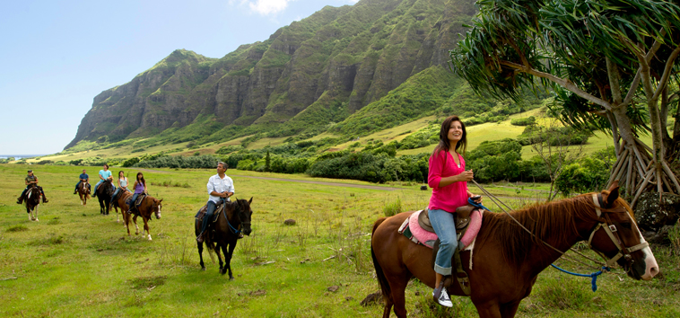 Kualoa Ranch Experience: Ride horses in lush valleys and on beautiful beaches. Kualoa Ranch Experience: Ride horses in lush valleys and on beautiful beaches.